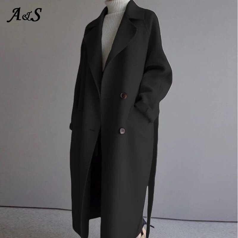 Trench-Coat Long pour femme, manteau de Style britannique, Section longue, coréen, automne-hiver, 2020