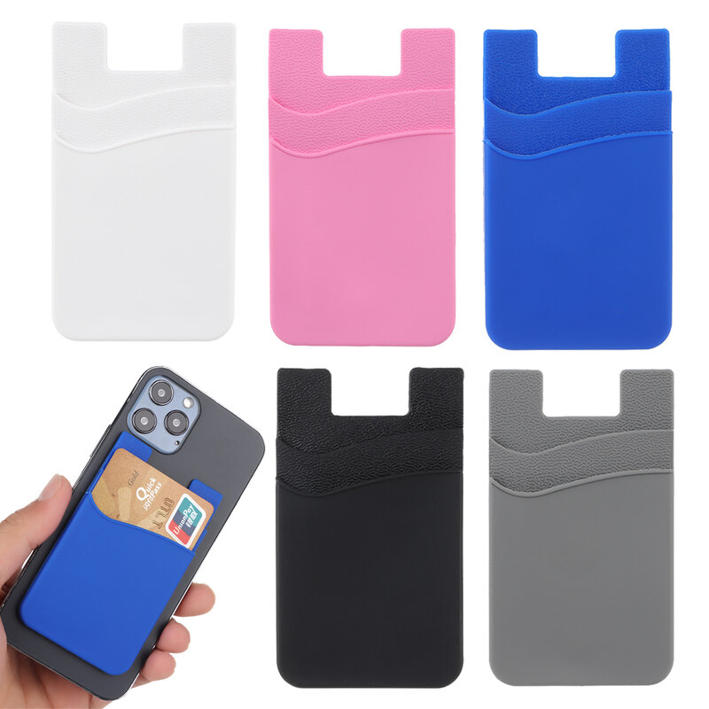 Soporte de silicona para tarjetas de teléfono, funda tipo billetera para teléfono, bolsillo para tarjetas de crédito, para casi todos los teléfonos móviles
