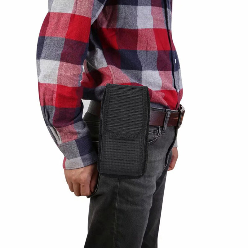 Bolsa de cintura masculina, mini carteira de náilon da moda, cor sólida, casual, para cartões, com fivela