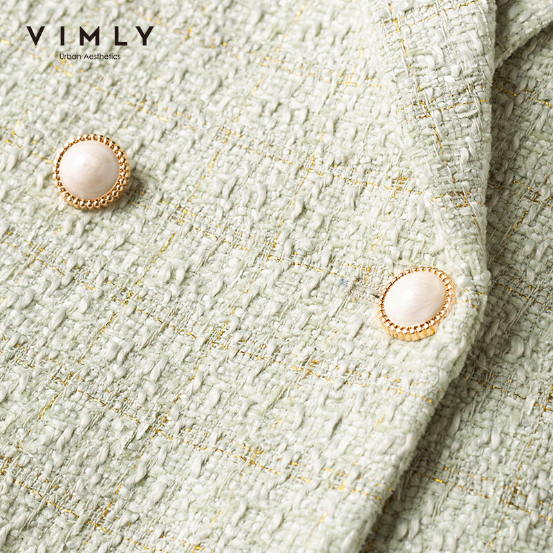 Vimly-겨울 여성용 패션 노치트 숏 재킷, 블레이저 하이 웨이스트 스커트, 우아한 숙녀 의류 세트 의상 F3102