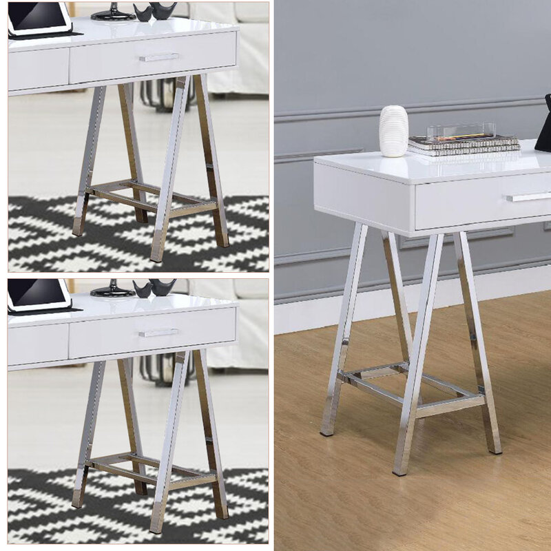 Homfa – Table de bureau blanc 154x22x32 pieds, Table d'écriture Durable pour ordinateur de Studio, bureau, chambre à coucher avec 2 tiroirs