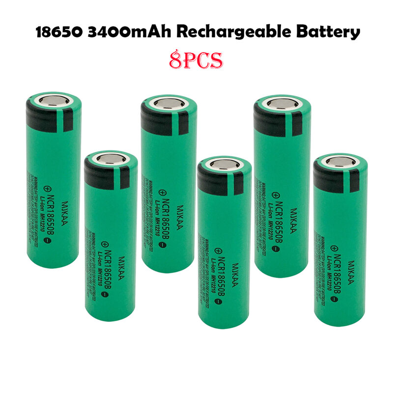 8 baterias recarregáveis ncr18650b do li-íon da bateria ncr18650b do lítio 18650 3400mah 3.7v original dos pces para a lanterna elétrica