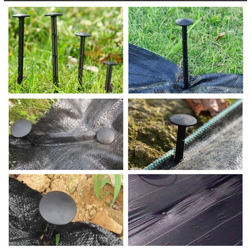 50 Uds jardín suelo uñas PP mantillo herramientas para arreglar Efecto invernadero película de hierba prevención tela de tierra sombrilla volar plástico neto fijo clavijas