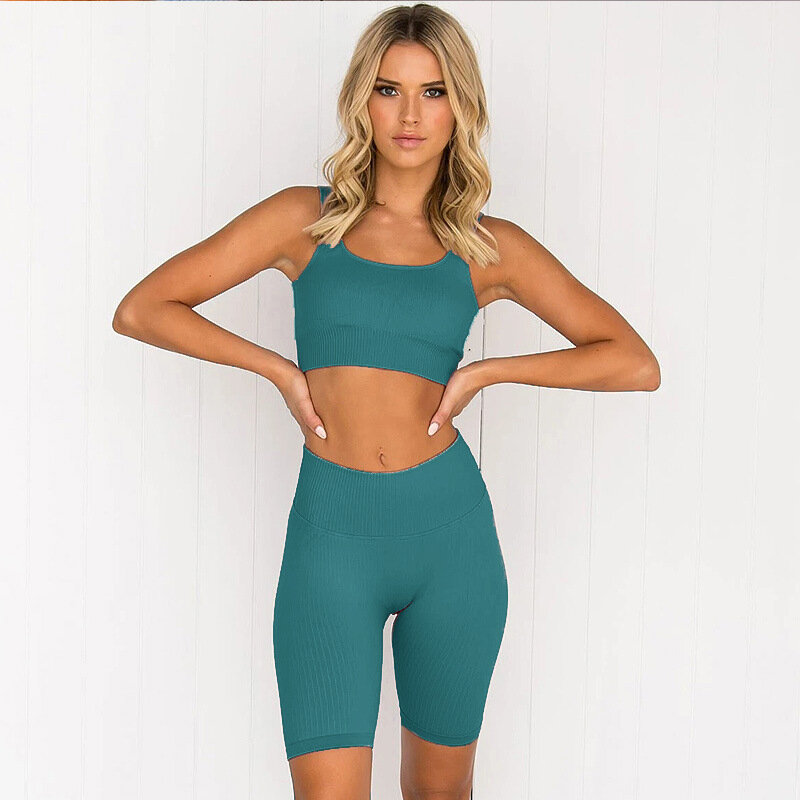Gym Sportkleding Voor Vrouwen Naadloze Fitness Outfits Hoge Taille Sport Yoga Set Stretchy Shorts & Sportbeha Running Yoga Pakken
