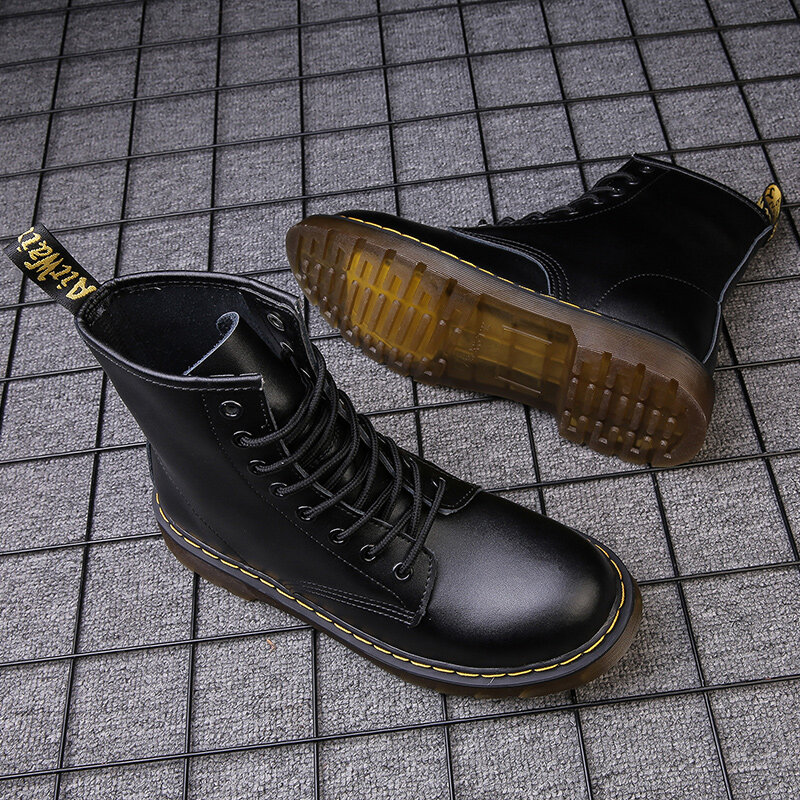 Botas de goma de cuero para Hombre y mujer, zapatos con cordones, informales