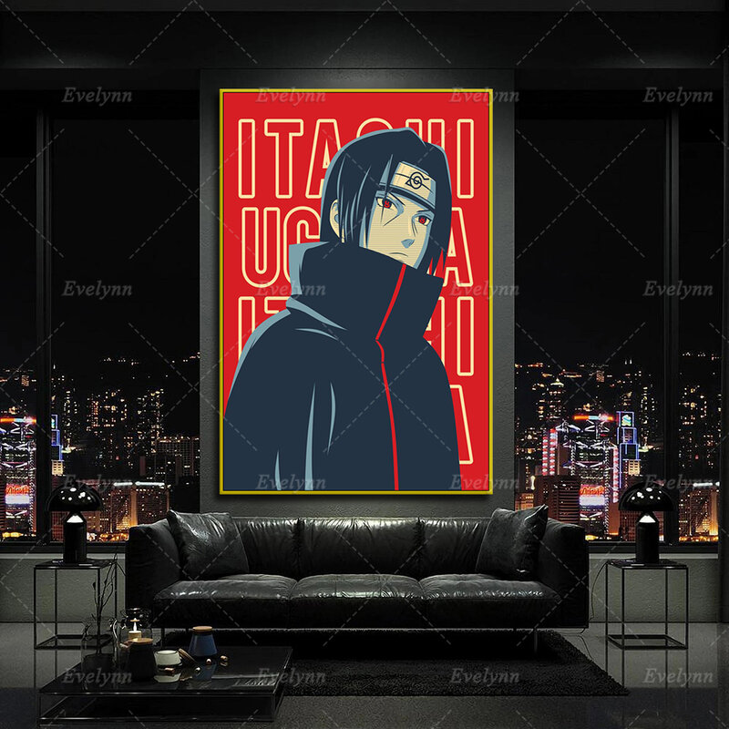 Affiche sur toile de dessin animé Naruto Itachi Uchiha, images imprimées, décor nordique de chambre à coucher, salon moderne, peinture murale, cadeau