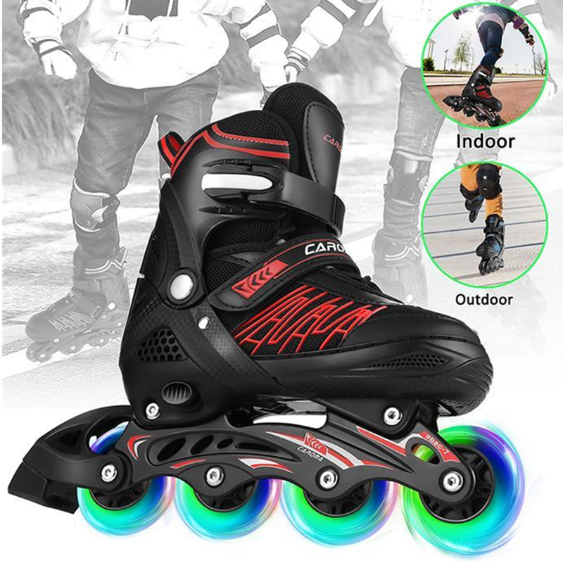 Adulto rolo de skate sapatos deslizantes patins inline ajustável crianças iluminando roda adulto rolo deslizante livre skate