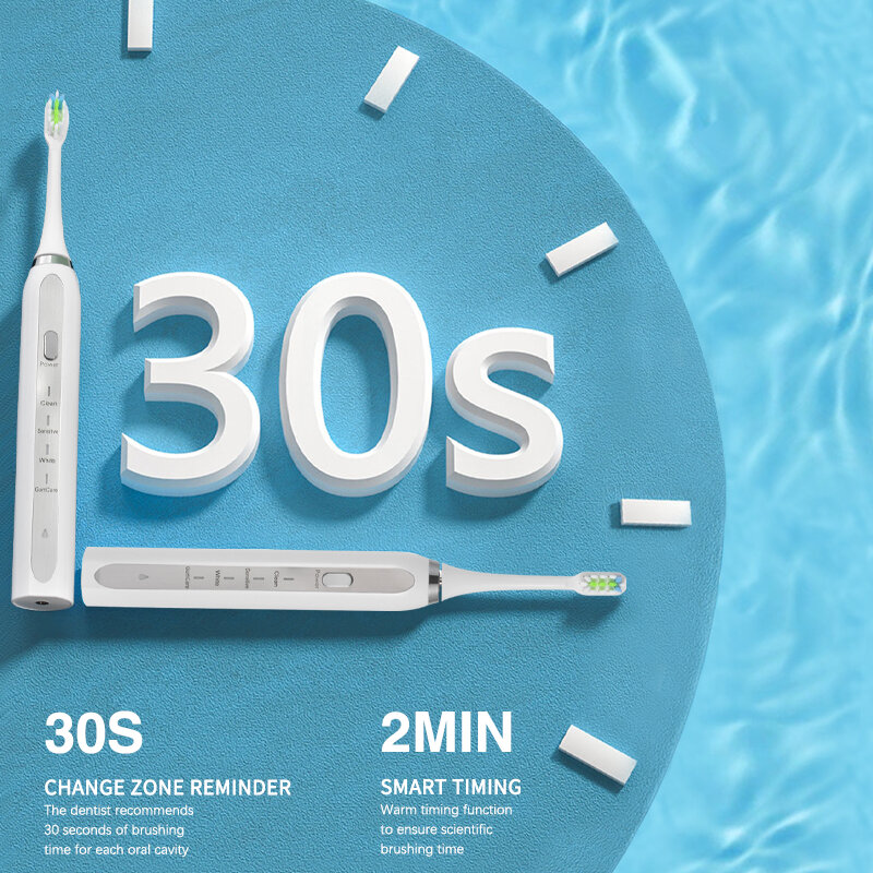 Boyakang sonic electr escova de dentes inteligente recarregável substituição cabeças lembrete inteligente à prova dusb água usb carregamento rápido