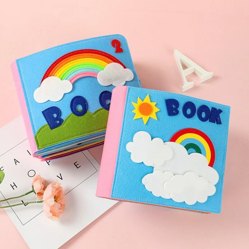 Libro di stoffa Montessori panno per bambini 3D storia per bambini apprendimento precoce conoscenza interattiva genitore-figlio sviluppo di giocattoli
