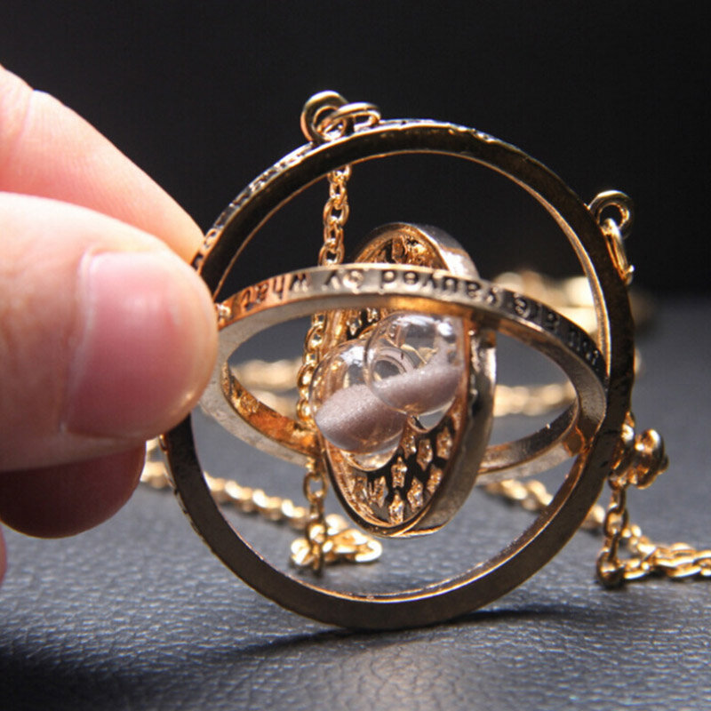 UILZ Fashion Time Turner Hourglass Vintage Pendant Jewelry Magic School Badge Choker Dangle Necklace CNL329
