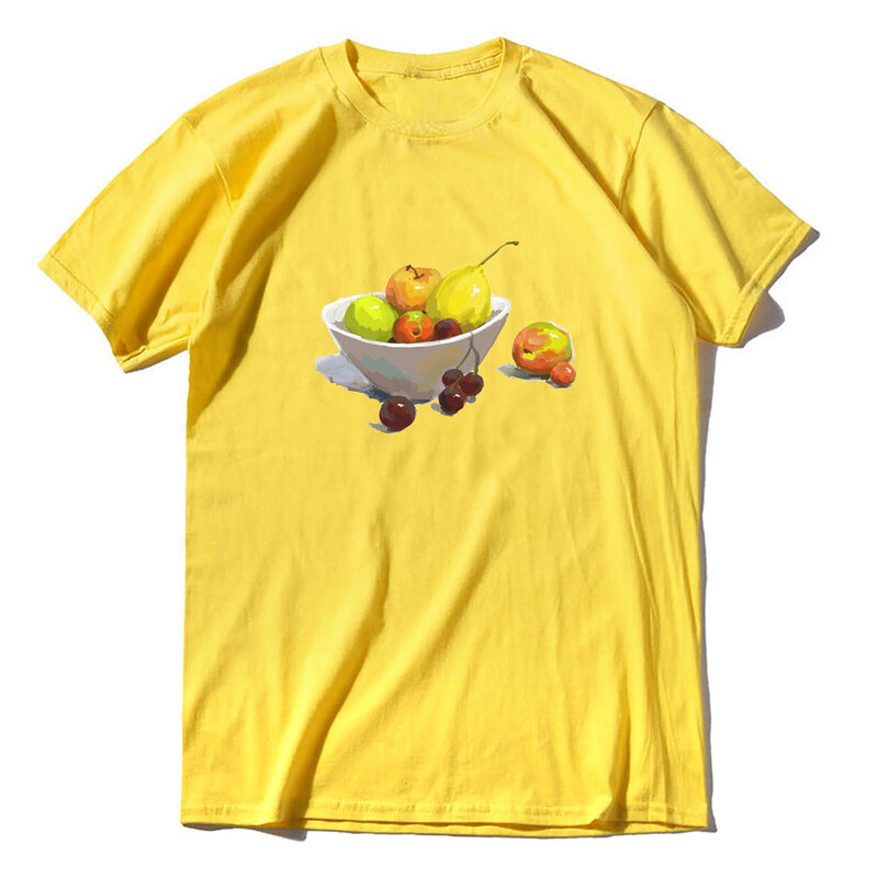 JKLPOLQ Oversized  Cotton Men's T Shirts Gouache Art Printing Funny Crew Neck Summer Style Tees Shirt Women Eu Size XS-3XL
