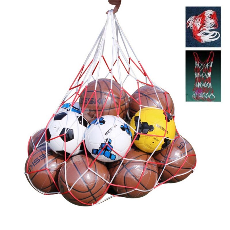 耐久性のあるスポーツサッカーキャリーバッグポータブルスポーツナイロンロープ機器サッカーボールバレーボールボールメッシュバッグ収納オーガナイザー