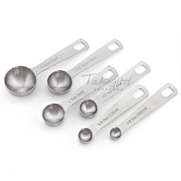 Cucharas medidoras de acero inoxidable 18/8, juego de 6 para medir ingredientes secos y líquidos