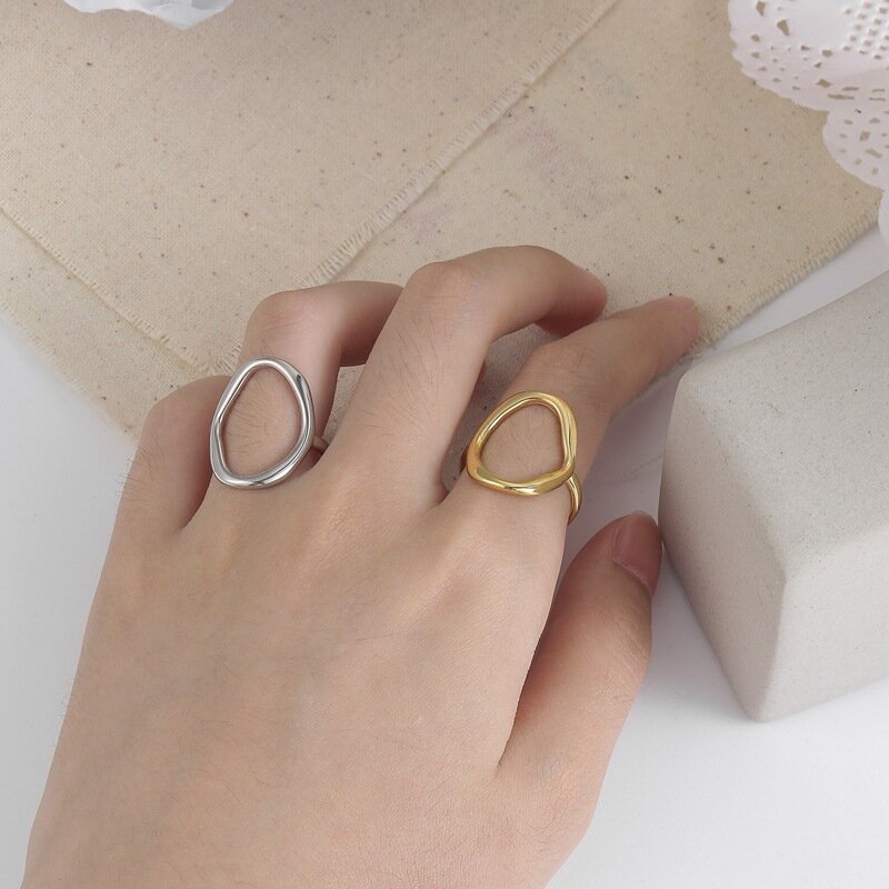 Bague rétro géométrique Simple, anneau creux irrégulier pour femmes, marée de personnalité, cadeau d'anniversaire, de Banquet, de mariage, vente en gros