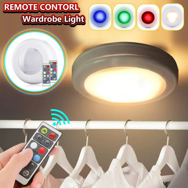 Lámpara LED nocturna RGB con Sensor táctil regulable, luz inalámbrica para armario, batería, mando a distancia, adecuada para escalera de cocina, 6/12 Uds.