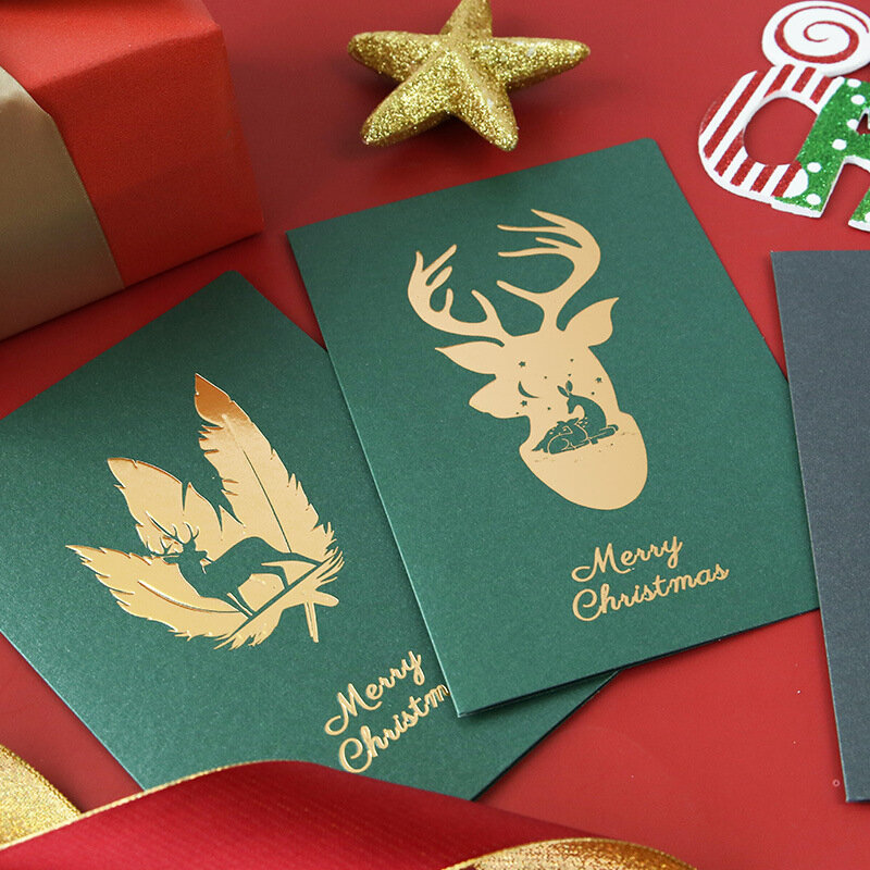 5 piezas tarjetas de agradecimiento de Navidad, tarjetas de felicitación con sobre, postal de Navidad, regalo, decoración creativa de Navidad