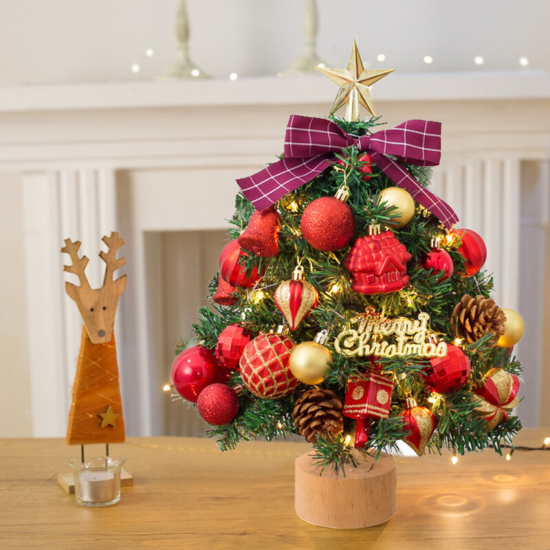 Mini sapin de noël à lumière Led 45cm, décoration de maison, table en pin, cadeau de nouvel an