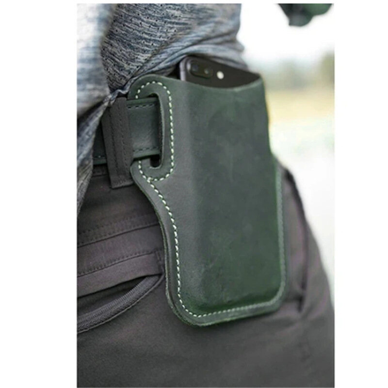 Upgrade Baru Pria Kulit Vintage Pack Tas Pinggang Sabuk Klip Ponsel Sarung Perjalanan Hiking Sel Ponsel Kasus Kantong dompet