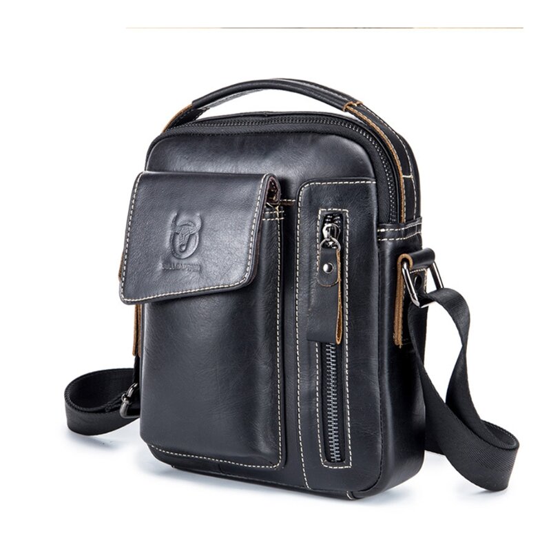 Leather Shoulder Bag Briefcase - Men Messenger Bag, Leather Satchel Bag, Retro
