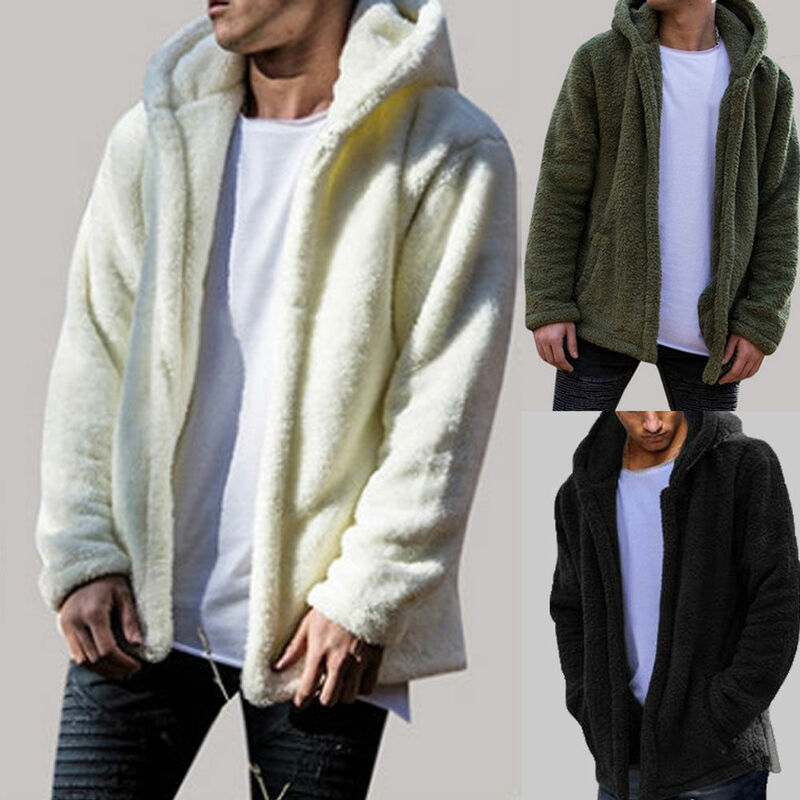 Sudadera lisa con capucha para hombre, chaqueta gruesa de moda, forro de piel, ropa deportiva, chándales, abrigo de invierno
