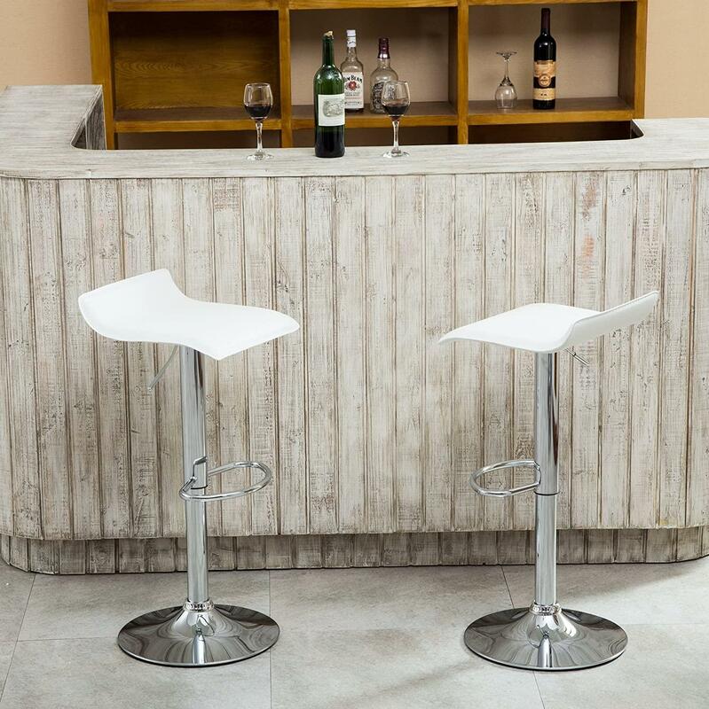 Conjunto de 4 modernas sillas de comedor de cuero suave de la PU taburetes de mostrador de Bar ajustable cromado giratoria taburete para cocina Bar salón de oficina