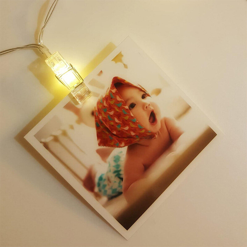 Guirlande lumineuse à 10led avec pince pour photos, 1.5m, décoration de mariage, pour la maison, fête prénatale, anniversaire, féerique