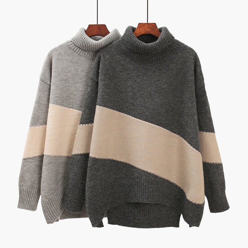 Пуловер с высоким воротом, свитер для женщин, верхняя одежда, вязаный, новинка зимы 2020, плотный пуловер для ленивых женщин