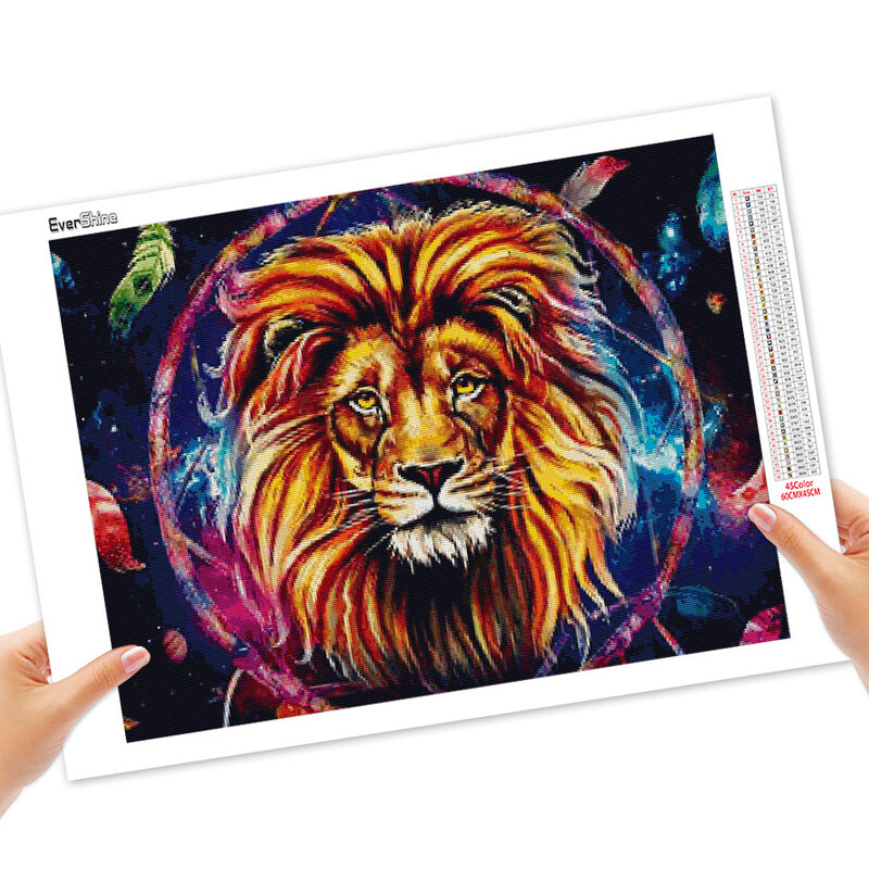 Evershine diamante mosaico 5d leão strass pintura diamante animal ponto cruz quadrado completo bordado decoração para casa
