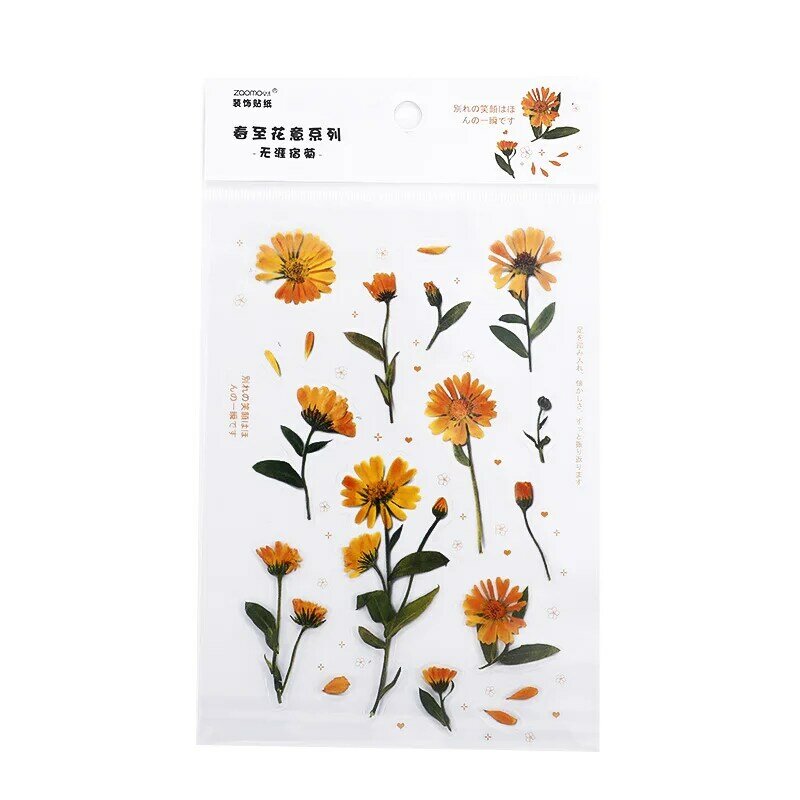 1pcs Cute Flower Series Diary Sticker PET Scrapbooking Decoration Material Stick Label DIY Craft Stickers Stationery