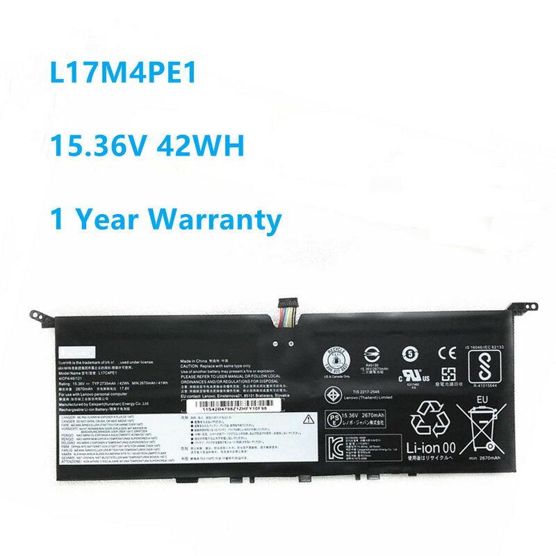 새로운 노트북 배터리 레노버 IdeaPad 730S 요가 S730-13IWL L17C4PE1 L17M4PE1 15.36V 42WH