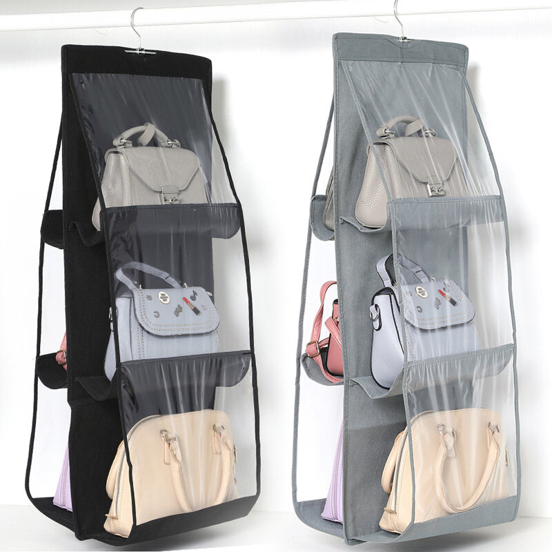 Подвесная сумка-Органайзер для гардероба, чулана, прозрачная сумка для хранения, прозрачная настенная сумка, сумка для обуви с сумкой-вешал...