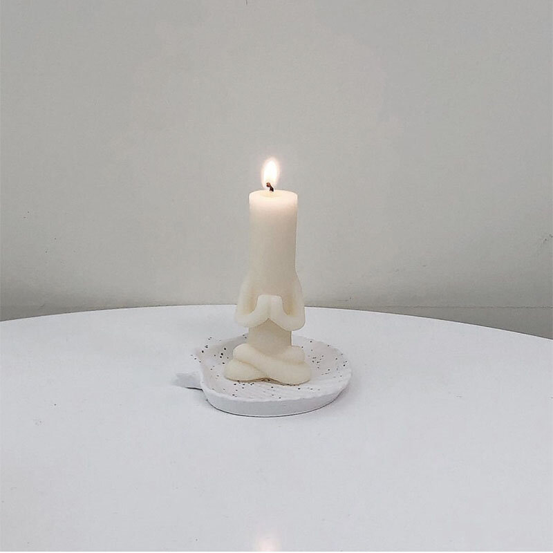 Simple Columnar Candle Silicone Mold Yoga Prayer Candle Meditating Portrait Aromatherapy Candle Wax Molds Home Decor