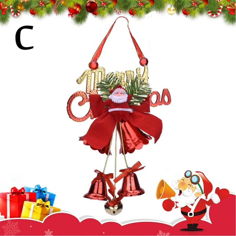 Decoraciones de campana de Navidad para árbol colgante, adorno colgante de Papá Noel para puerta, regalo de campana de Navidad, Feliz Navidad, Año Nuevo 2021
