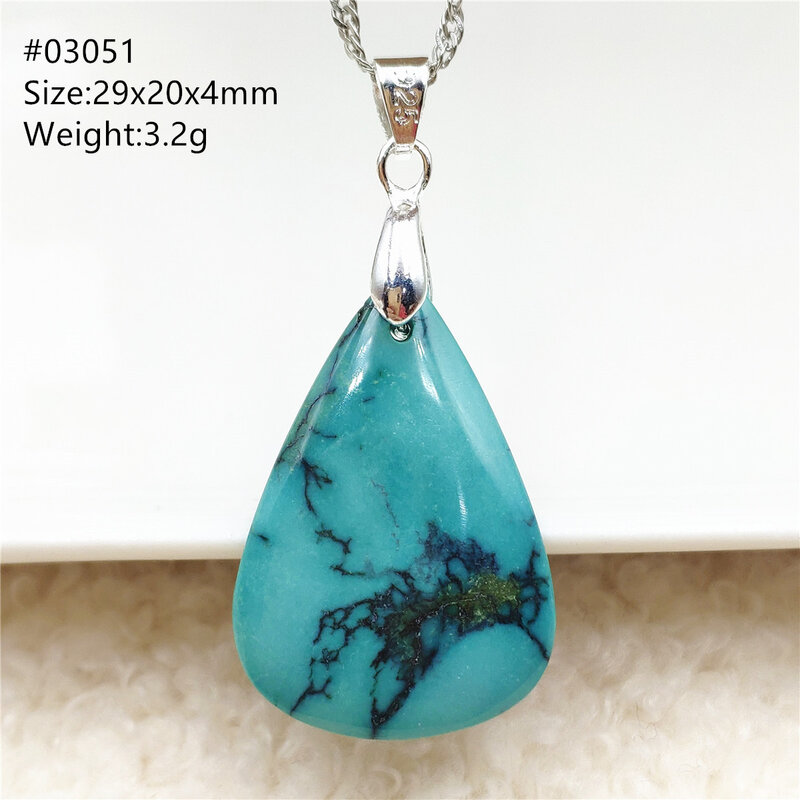 Женское/Мужское ожерелье из редкого голубого бирюзового камня