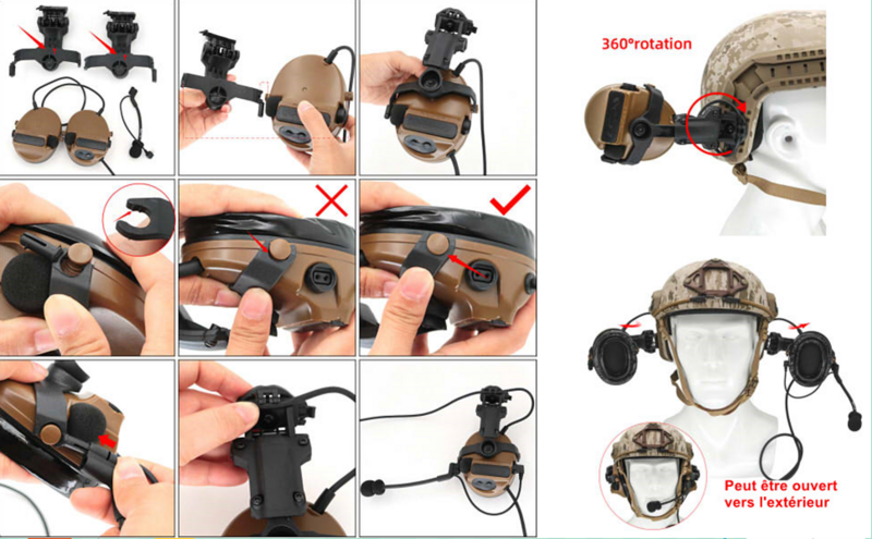 Orejeras electrónicas tácticas para TAC-SKY, protección auditiva para exteriores, reducción de ruido, soporte para casco, auriculares Comtac III