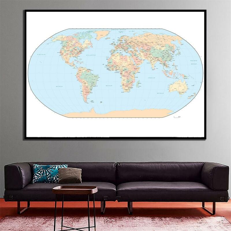Ilustración de Vector de mapa del mundo, artesanía creativa para decoración de pared del hogar, sala de estar, 60x90cm
