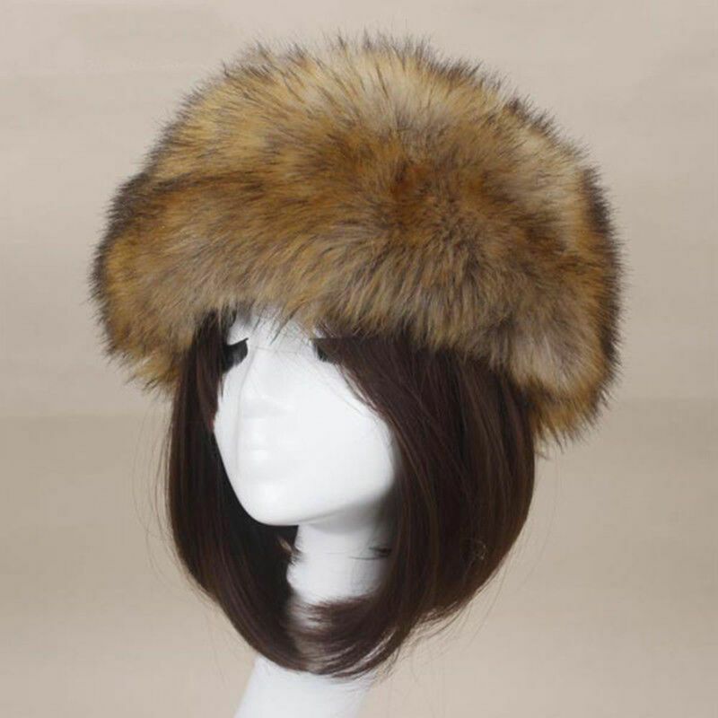 Hirigin Winter Women Fashion rosyjski gruby ciepły czapka puszysty fałszywy czapka ze sztucznego futra pusty cylinder chustka na głowę