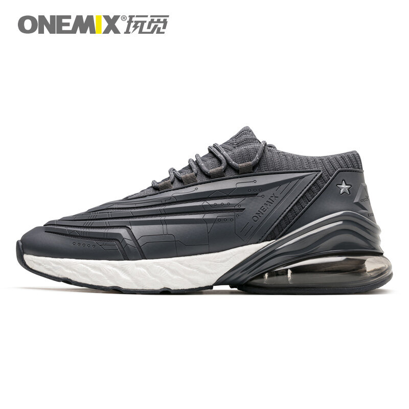 Onemix, tênis de corrida masculino e feminino, calçados confortáveis de couro preto, azul e branco, tecnologia bala, novo, 2020