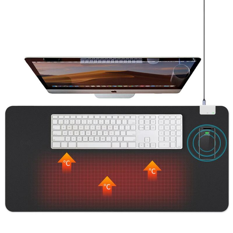 2022 New Design Desk Mat with Heating Function Wireless Charging Mouse Pad for iPhone for Huawei Extended Large Mouse Mat
