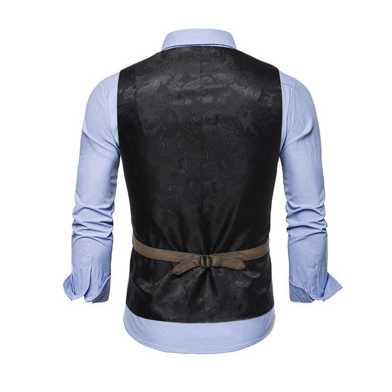 Chaleco de talla europea para hombre, chaqueta de lana ajustada, con una hilera de botones, nuevo