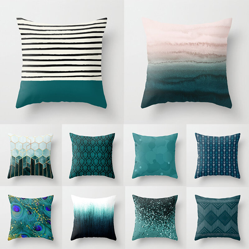 Nova marca azul verde série geometria caso almofada moderno nórdico almofadas decorativas caso sala de estar sofá capas de almofada