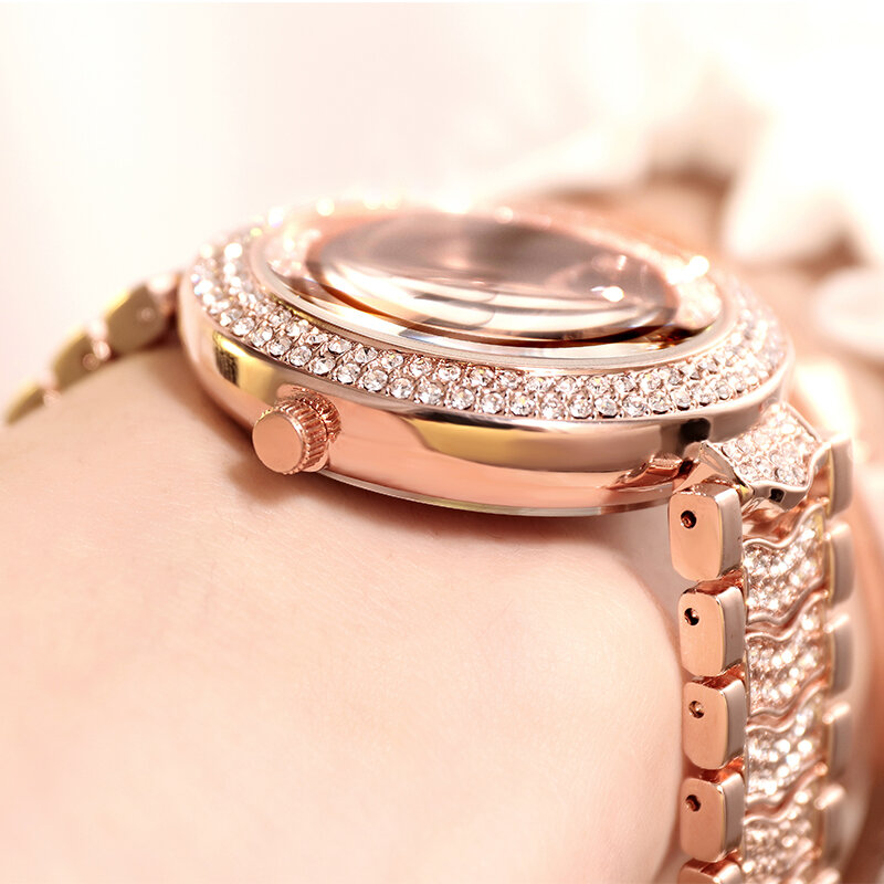 Conjunto de relojes de lujo con diamantes de imitación para mujer, pulsera femenina