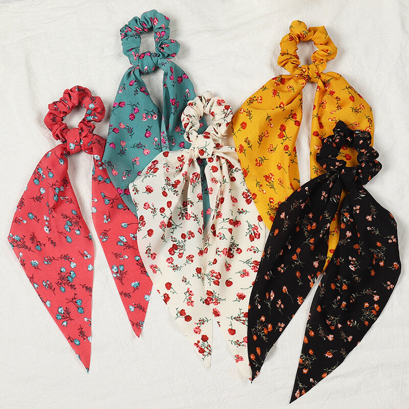 Impresión Floral Scrunchies pelo bufanda Bohemia cinta de mujeres diademas serpentinas lazo cuerda titular coleta accesorios para el cabello B9722 