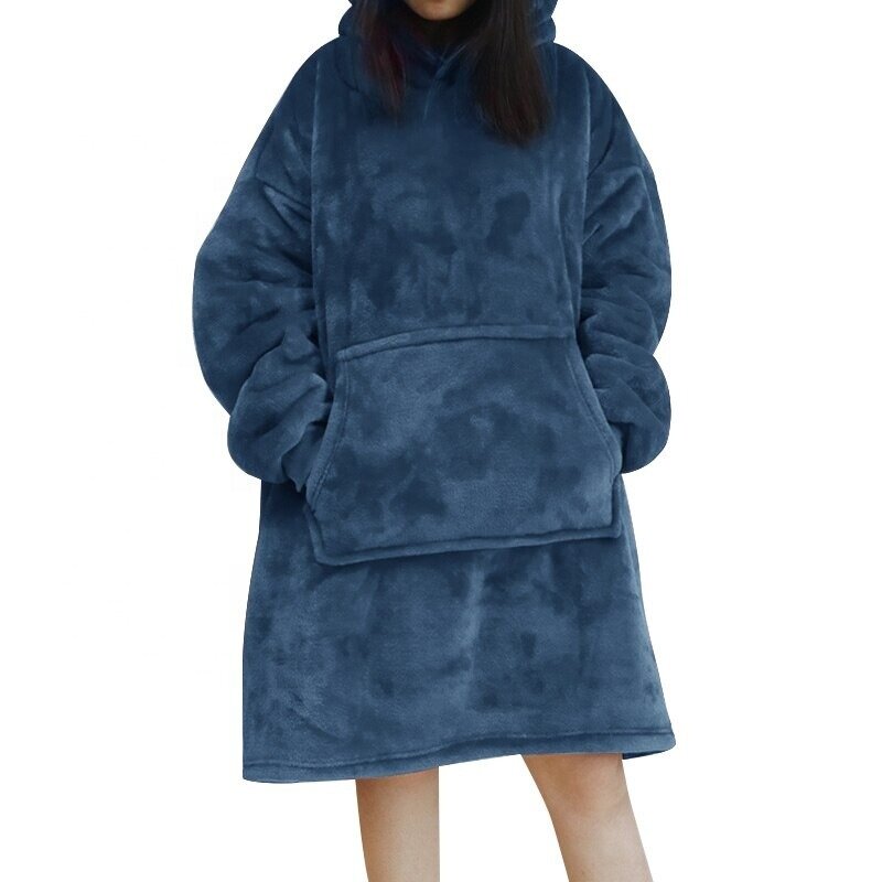 Long Hoodie Women's Sweatshirt Winter Outdoor Cold And Warm Nightgown Fleece Oversized Long-sleeved Ladies Hooded Sweater