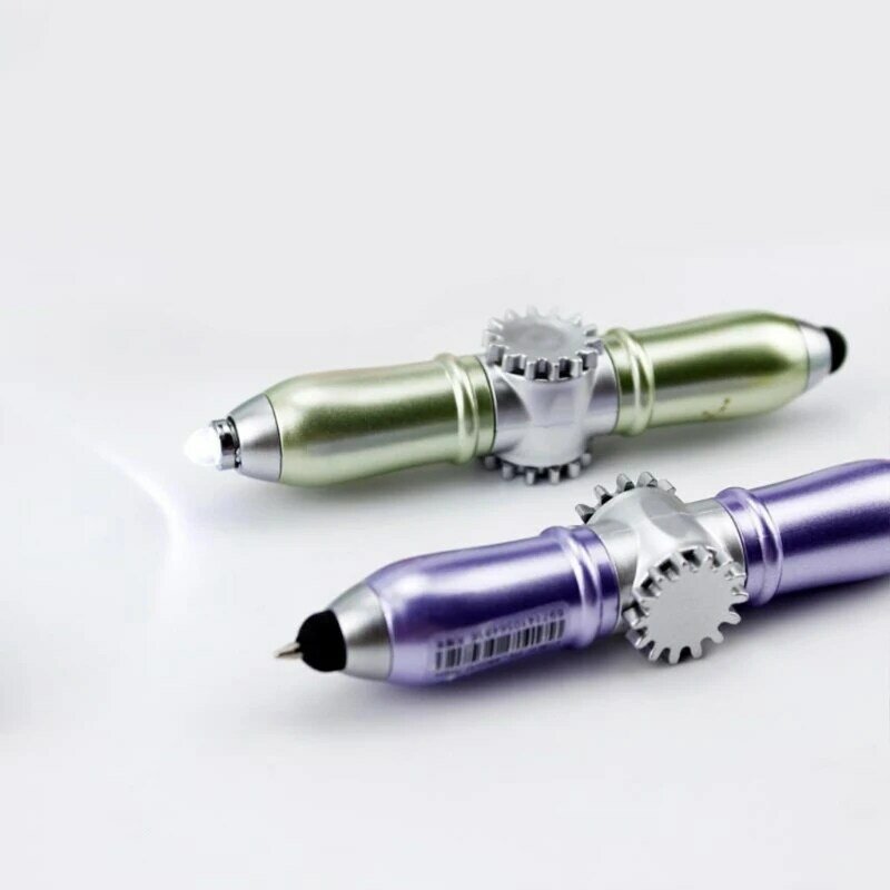 Bolígrafo giratorio creativo con luz LED, bolígrafo de bolsillo, giro abierto/cerrado, M3GD