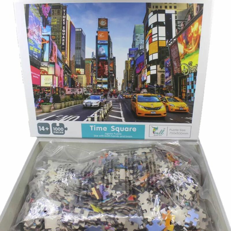 New York Time Square Jigsaw Puzzles Streetscape Beautiful Landscape Mural 1000 Pieces Paper Puzzle Modern Home Decor Fidget Toys