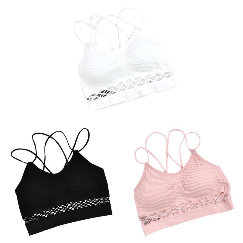 New Cross Beauty Back Fitness Vest Wrapped Chest Sexy Thread Hollow Yoga Bra Micro-Collar Underwear Without Steel Ring Tube Top