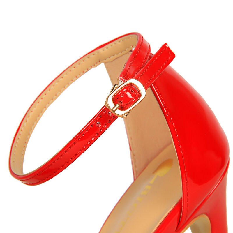 Bigtreeサンダル女性2020女性の靴の夏ハイヒールのセクシーなパンプスカバーヒールアンクルストラップpuレザーファッション女性プラスサイズ