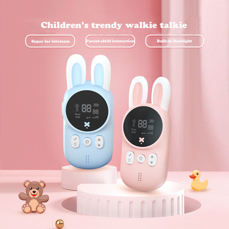 Walkie-talkie de juguete para niños, Mini walkie-talkies de mano, transceptor, rango de 3KM, correa para radio, interfono, juguetes para niños, regalos, 2 uds.
