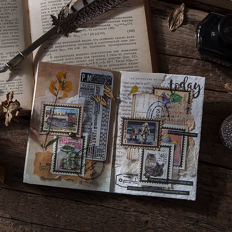 Pegatinas de papelería Kawaii, colección de sellos, álbum de recortes artesanal, diario de basura, planificador feliz, diario, pegatinas, 10 hojas por paquete